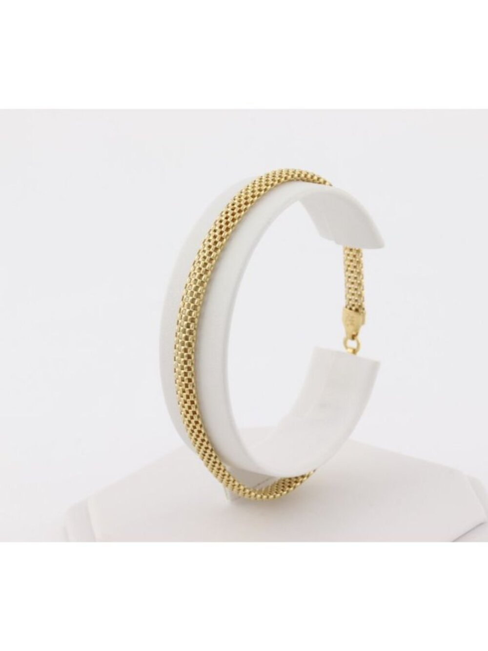 18k Yellow Gold Over Sterling Silver Weaved Braided Bracelet 8" inch - Picture 4 of 6